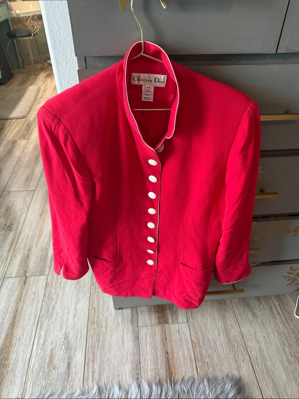 Dior Hot Pink Blazer with White Piping and Buttons